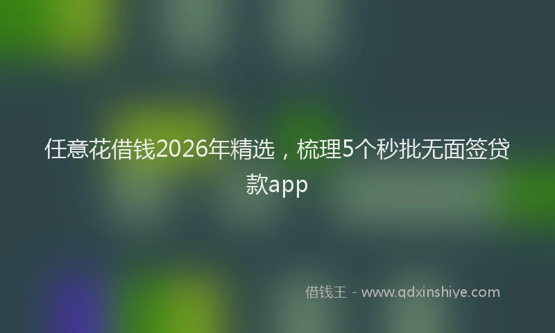 任意花借钱2026年精选,梳理5个秒批无面签贷款app