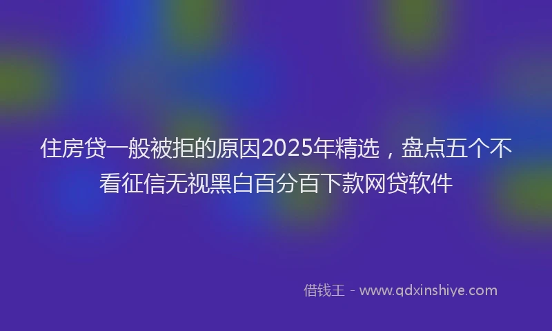 住房贷一般被拒的原因2025年精选，盘点五个不看征信无视黑白百分百下款网贷软件
