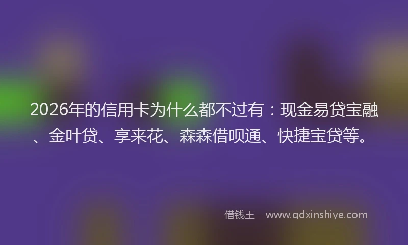 2026年的信用卡为什么都不过有：现金易贷宝融、金叶贷、享来花、森森借呗通、快捷宝贷等。