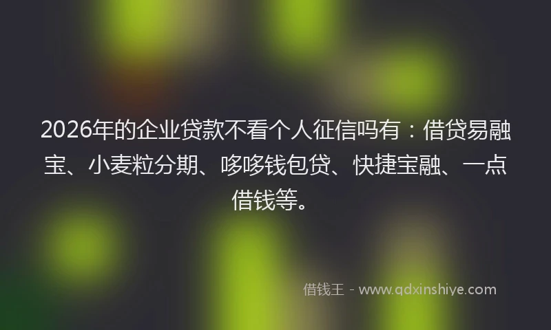 2026年的企业贷款不看个人征信吗有：借贷易融宝、小麦粒分期、哆哆钱包贷、快捷宝融、一点借钱等。
