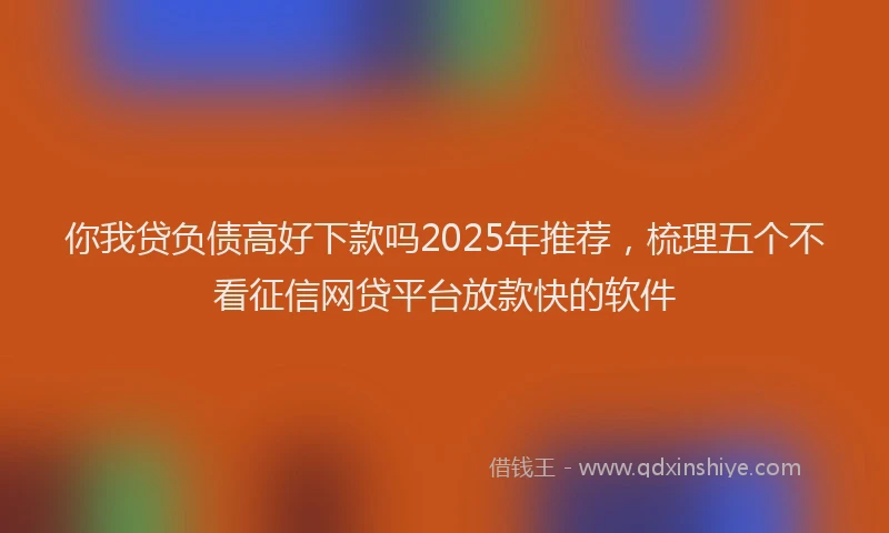 你我贷负债高好下款吗2025年推荐，梳理五个不看征信网贷平台放款快的软件