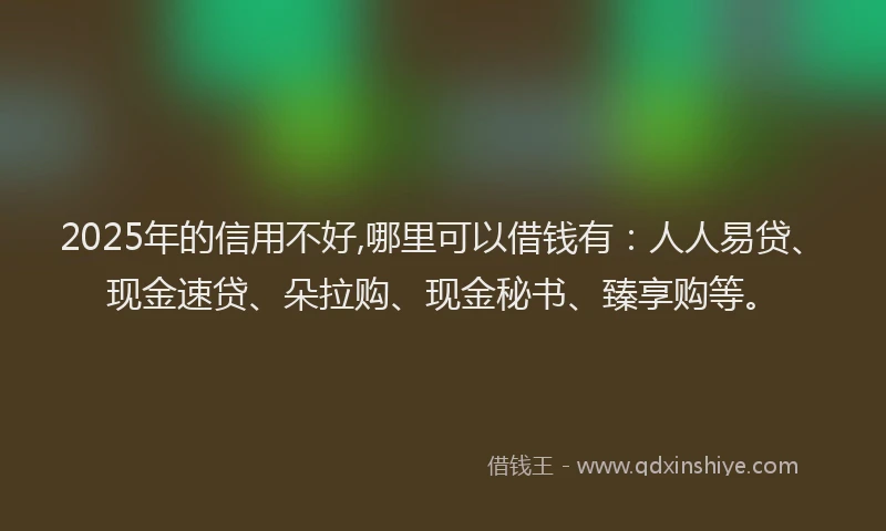 2025年的信用不好,哪里可以借钱有:人人易贷、现金速贷、朵拉购、现金秘书、臻享购等。