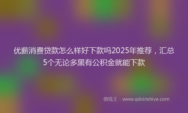 优薪消费贷款怎么样好下款吗2025年推荐，汇总5个无论多黑有公积金就能下款