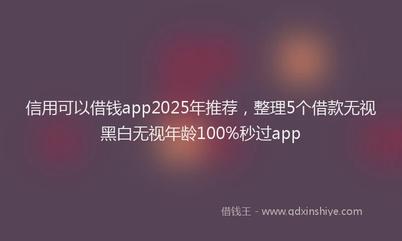 信用可以借钱app2025年推荐，整理5个借款无视黑白无视年龄100%秒过app