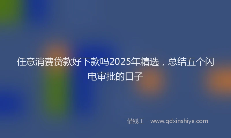 任意消费贷款好下款吗2025年精选，总结五个闪电审批的口子