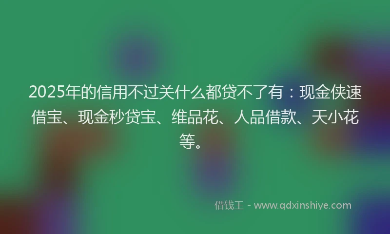 2025年的信用不过关什么都贷不了有:现金侠速借宝、现金秒贷宝、维品花、人品借款、天小花等。
