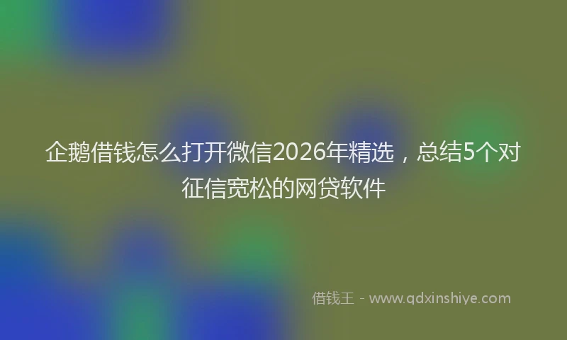 企鹅借钱怎么打开微信2026年精选,总结5个对征信宽松的网贷软件