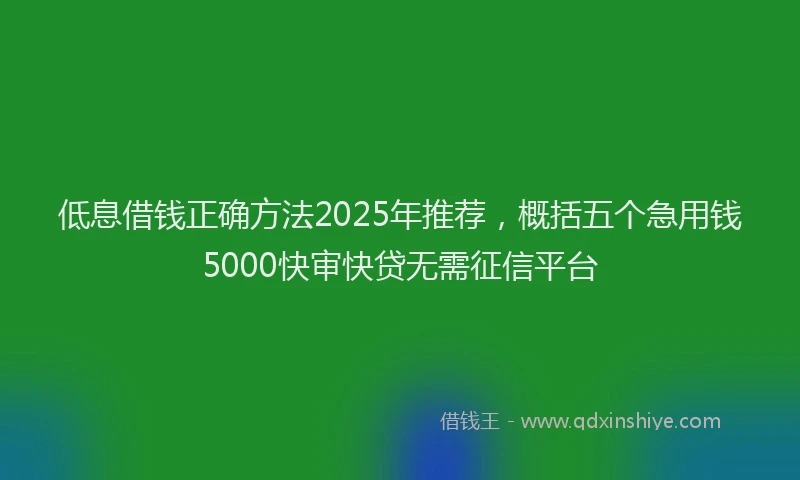 低息借钱正确方法2025年推荐，概括五个急用钱5000快审快贷无需征信平台