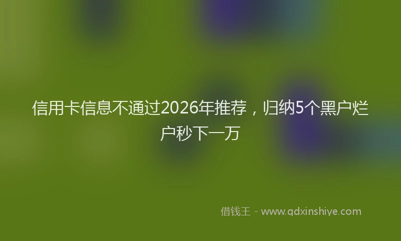 信用卡信息不通过2026年推荐，归纳5个黑户烂户秒下一万