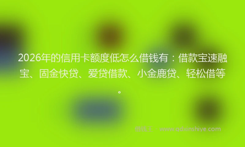 2026年的信用卡额度低怎么借钱有：借款宝速融宝、固金快贷、爱贷借款、小金鹿贷、轻松借等。