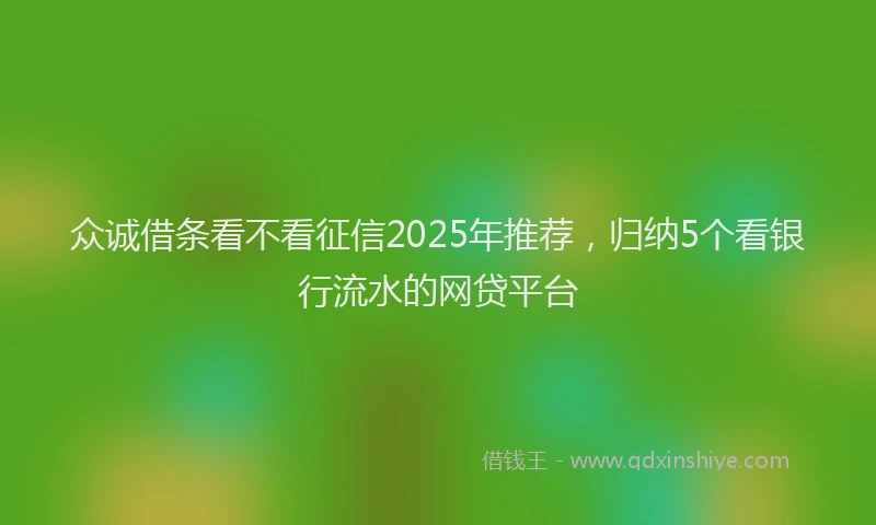 众诚借条看不看征信2025年推荐，归纳5个看银行流水的网贷平台
