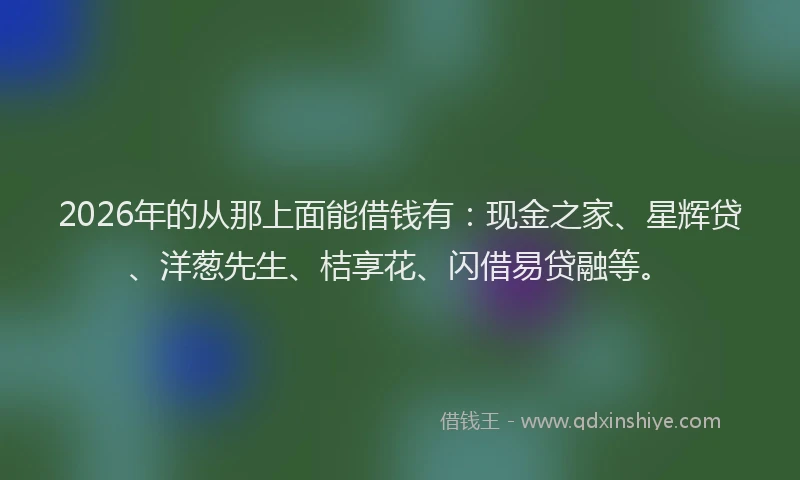 2026年的从那上面能借钱有:现金之家、星辉贷、洋葱先生、桔享花、闪借易贷融等。