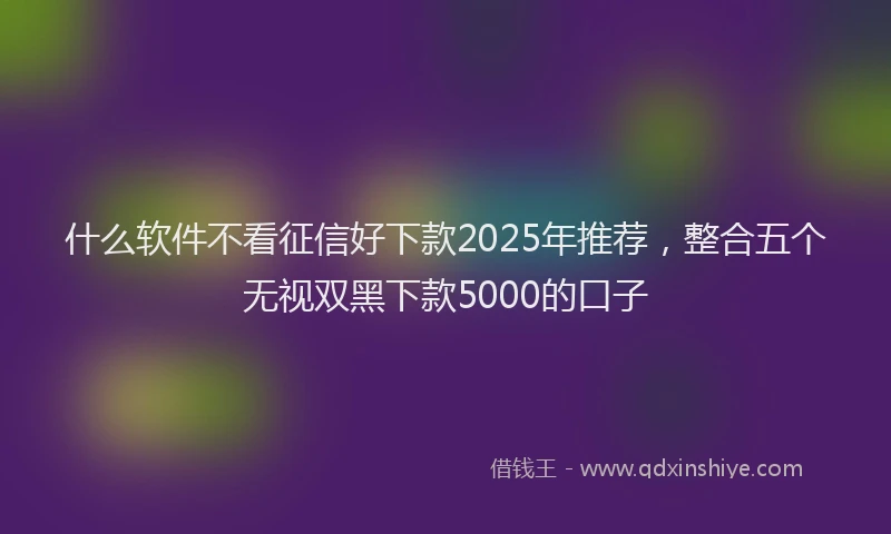 什么软件不看征信好下款2025年推荐，整合五个无视双黑下款5000的口子
