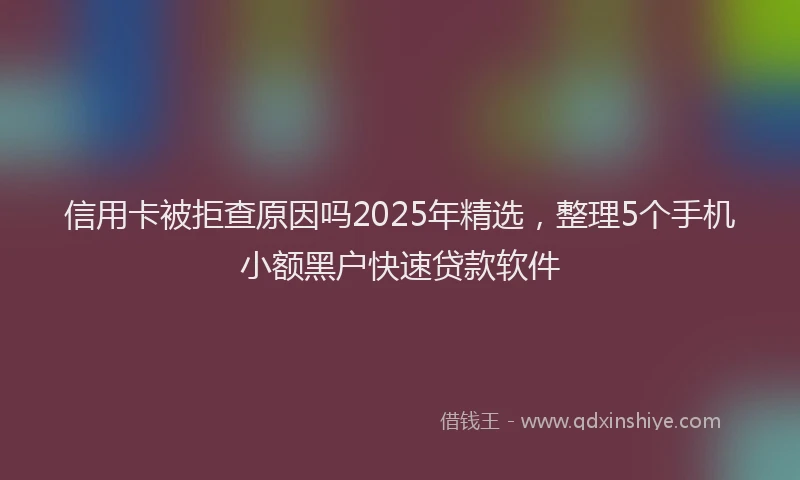 信用卡被拒查原因吗2025年精选，整理5个手机小额黑户快速贷款软件