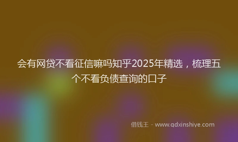 会有网贷不看征信嘛吗知乎2025年精选，梳理五个不看负债查询的口子