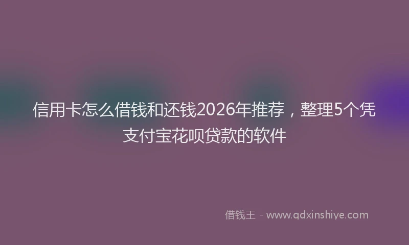 信用卡怎么借钱和还钱2026年推荐,整理5个凭支付宝花呗贷款的软件
