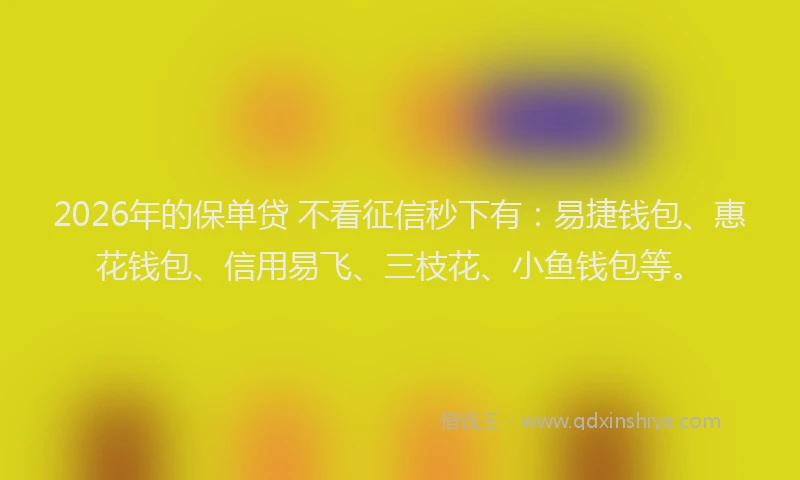 2026年的保单贷 不看征信秒下有:易捷钱包、惠花钱包、信用易飞、三枝花、小鱼钱包等。