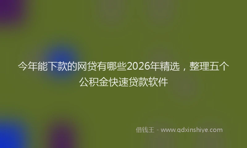 今年能下款的网贷有哪些2026年精选，整理五个公积金快速贷款软件
