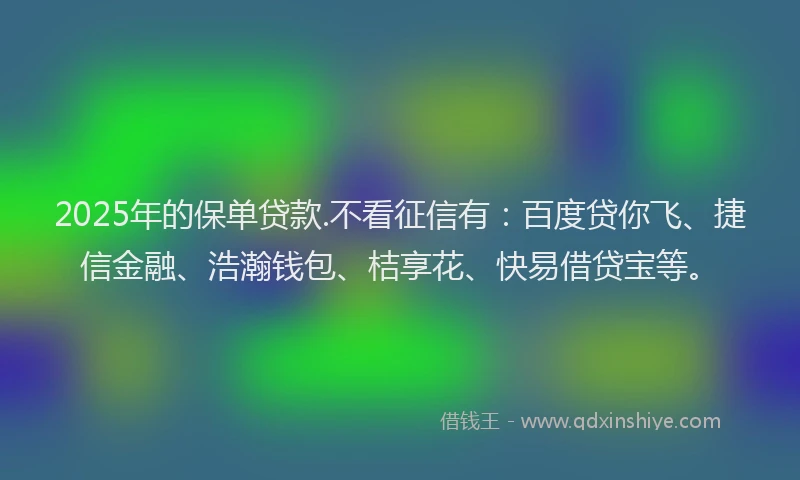 2025年的保单贷款.不看征信有:百度贷你飞、捷信金融、浩瀚钱包、桔享花、快易借贷宝等。