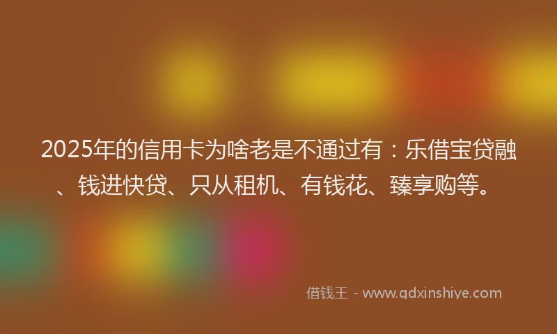 2025年的信用卡为啥老是不通过有：乐借宝贷融、钱进快贷、只从租机、有钱花、臻享购等。