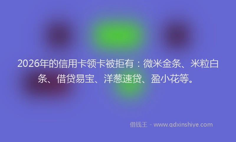 2026年的信用卡领卡被拒有:微米金条、米粒白条、借贷易宝、洋葱速贷、盈小花等。