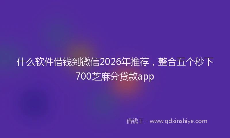 什么软件借钱到微信2026年推荐，整合五个秒下700芝麻分贷款app