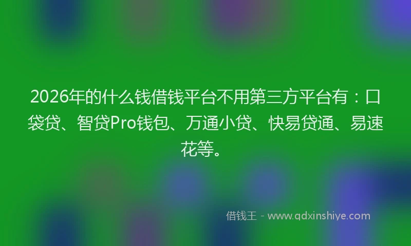 2026年的什么钱借钱平台不用第三方平台有：口袋贷、智贷Pro钱包、万通小贷、快易贷通、易速花等。