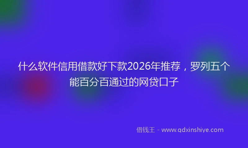 什么软件信用借款好下款2026年推荐，罗列五个能百分百通过的网贷口子