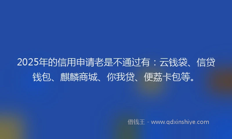 2025年的信用申请老是不通过有:云钱袋、信贷钱包、麒麟商城、你我贷、便荔卡包等。