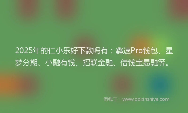 2025年的仁小乐好下款吗有：鑫速Pro钱包、星梦分期、小融有钱、招联金融、借钱宝易融等。