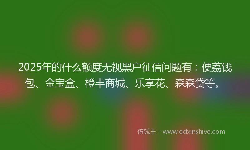 2025年的什么额度无视黑户征信问题有：便荔钱包、金宝盒、橙丰商城、乐享花、森森贷等。