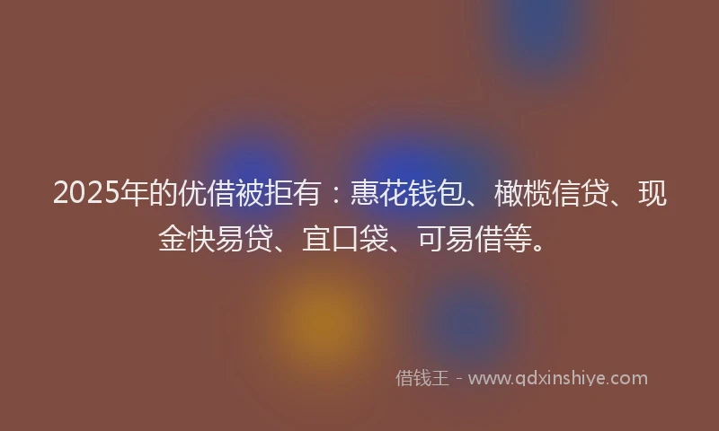 2025年的优借被拒有：惠花钱包、橄榄信贷、现金快易贷、宜口袋、可易借等。