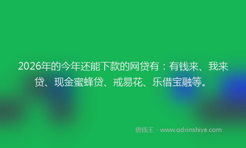 2026年的今年还能下款的网贷有:有钱来、我来贷、现金蜜蜂贷、戒易花、乐借宝融等。