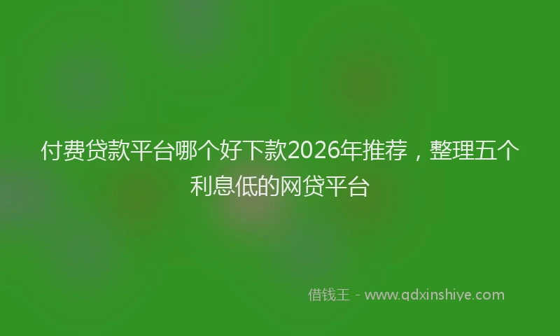 付费贷款平台哪个好下款2026年推荐,整理五个利息低的网贷平台