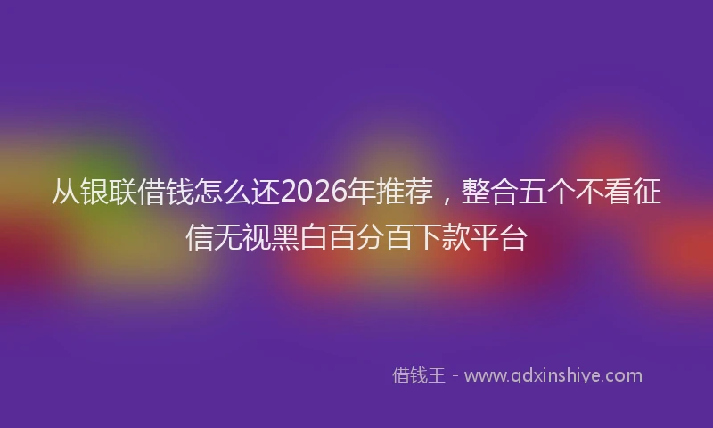 从银联借钱怎么还2026年推荐,整合五个不看征信无视黑白百分百下款平台