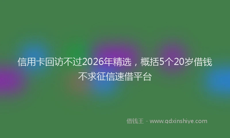 信用卡回访不过2026年精选，概括5个20岁借钱不求征信速借平台