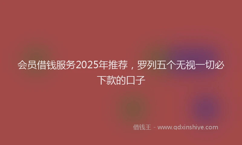 会员借钱服务2025年推荐，罗列五个无视一切必下款的口子