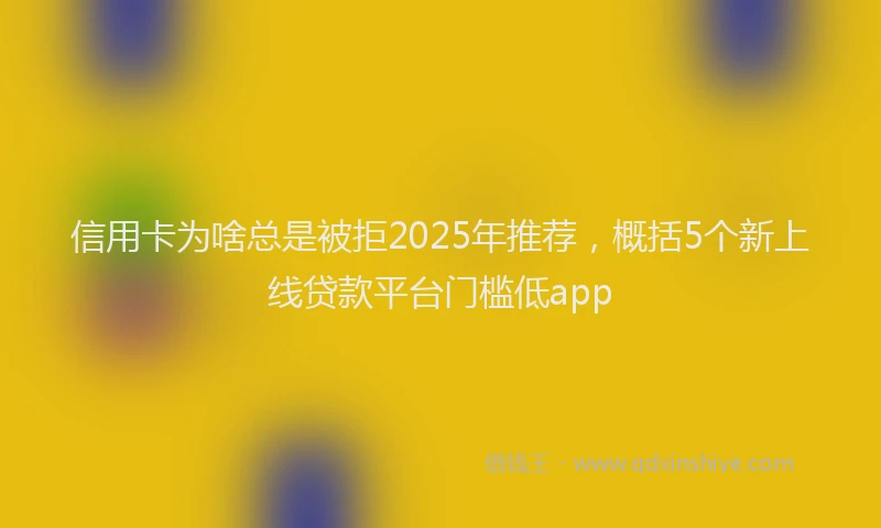 信用卡为啥总是被拒2025年推荐，概括5个新上线贷款平台门槛低app