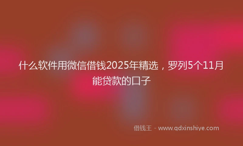 什么软件用微信借钱2025年精选，罗列5个11月能贷款的口子