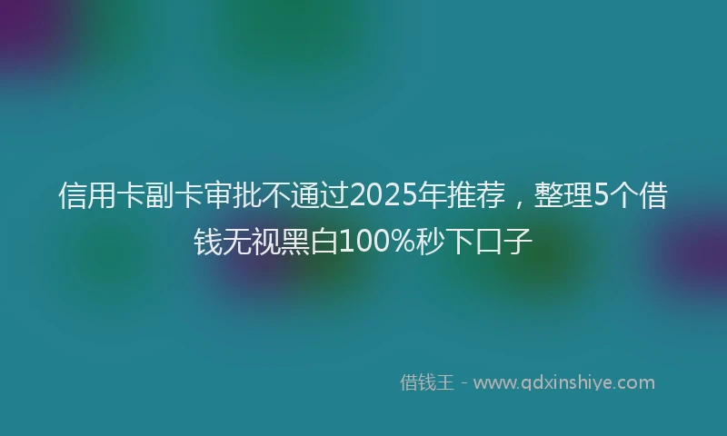 信用卡副卡审批不通过2025年推荐，整理5个借钱无视黑白100%秒下口子