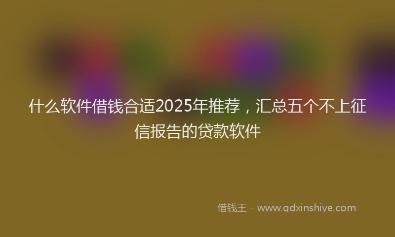 什么软件借钱合适2025年推荐，汇总五个不上征信报告的贷款软件