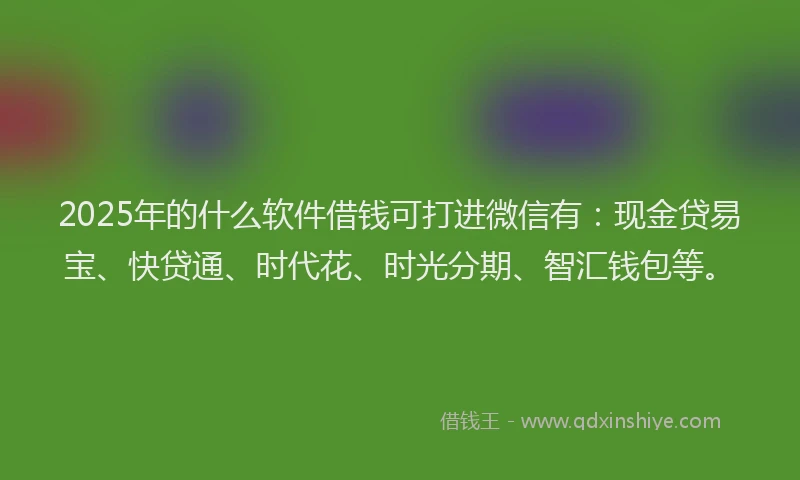 2025年的什么软件借钱可打进微信有：现金贷易宝、快贷通、时代花、时光分期、智汇钱包等。