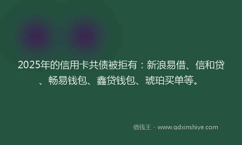 2025年的信用卡共债被拒有：新浪易借、信和贷、畅易钱包、鑫贷钱包、琥珀买单等。