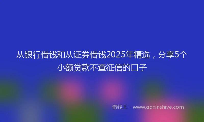 从银行借钱和从证券借钱2025年精选,分享5个小额贷款不查征信的口子