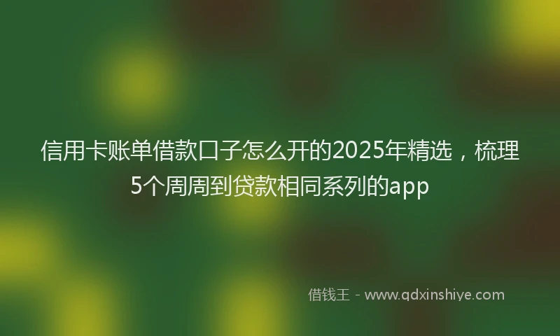 信用卡账单借款口子怎么开的2025年精选，梳理5个周周到贷款相同系列的app