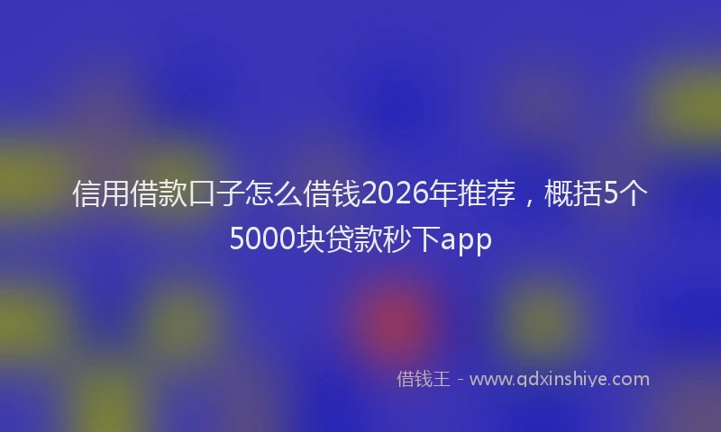 信用借款口子怎么借钱2026年推荐，概括5个5000块贷款秒下app