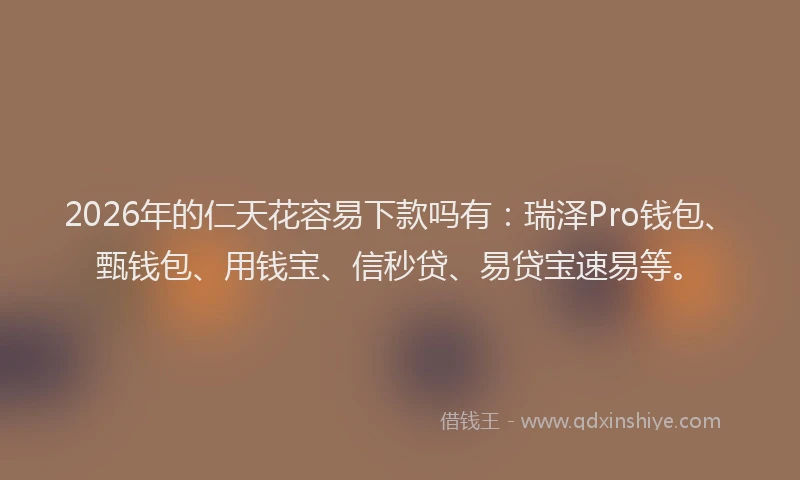 2026年的仁天花容易下款吗有:瑞泽Pro钱包、甄钱包、用钱宝、信秒贷、易贷宝速易等。