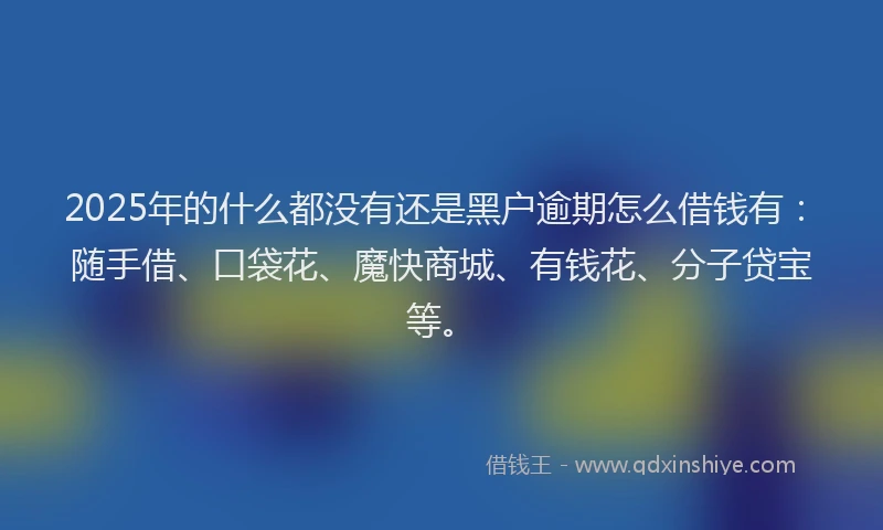 2025年的什么都没有还是黑户逾期怎么借钱有:随手借、口袋花、魔快商城、有钱花、分子贷宝等。
