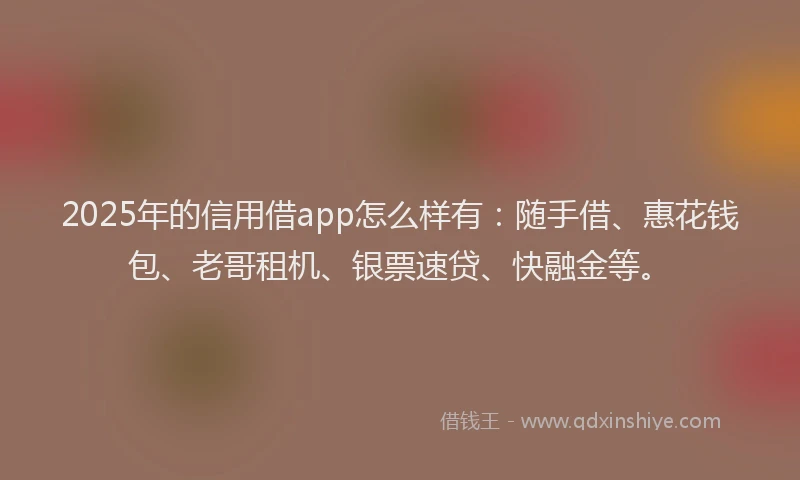 2025年的信用借app怎么样有：随手借、惠花钱包、老哥租机、银票速贷、快融金等。