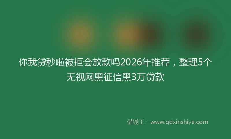 你我贷秒啦被拒会放款吗2026年推荐，整理5个无视网黑征信黑3万贷款
